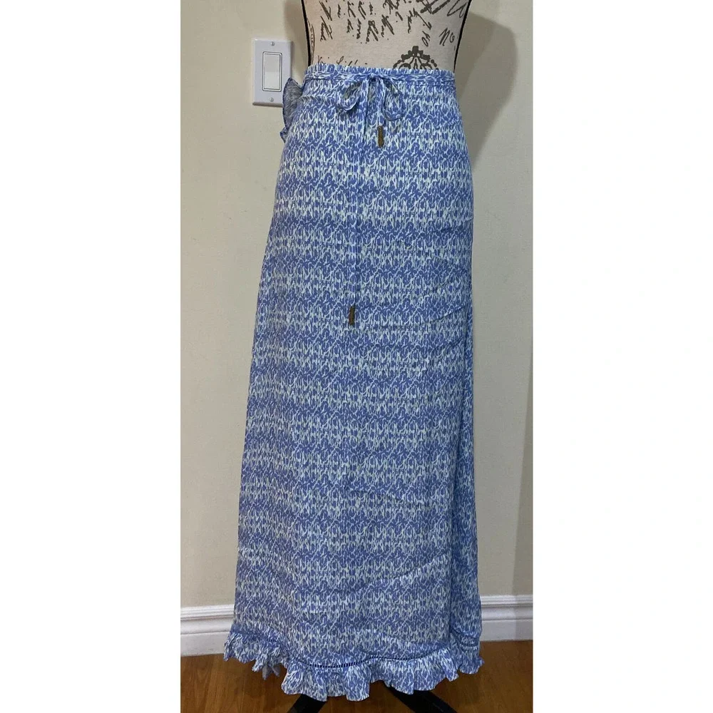 Paloma Blue Silk Blend Wrap Skirt Size Small - Picture 4 of 7